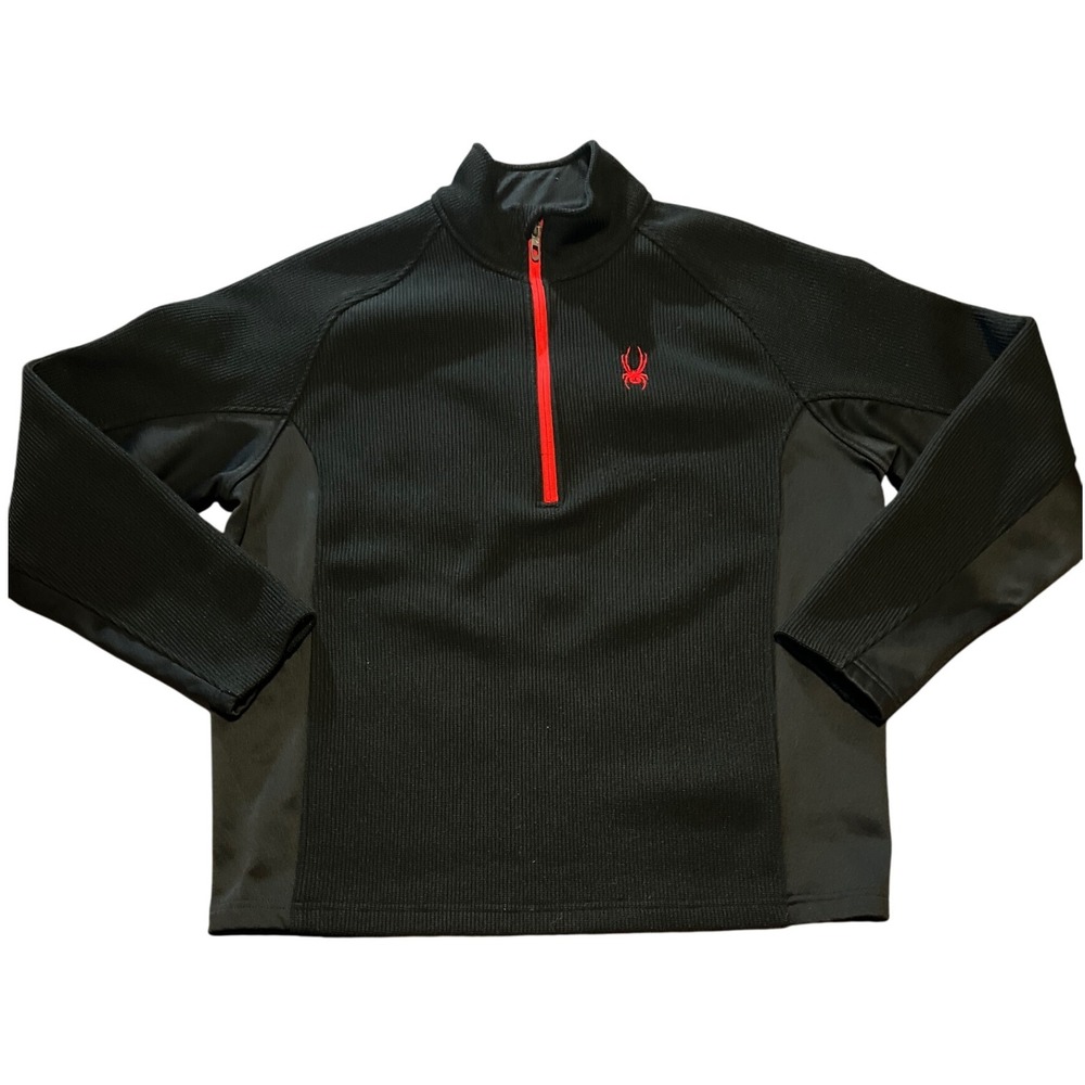 Spyder Mens Black‎ Red Logo 1/4 Zip Pullover Jacket Size L